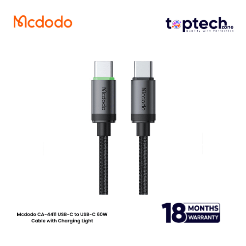 Mcdodo-85.png Mcdodo CA-4411 USB-C to USB-C 60W Cable with Charging Light - Image 1