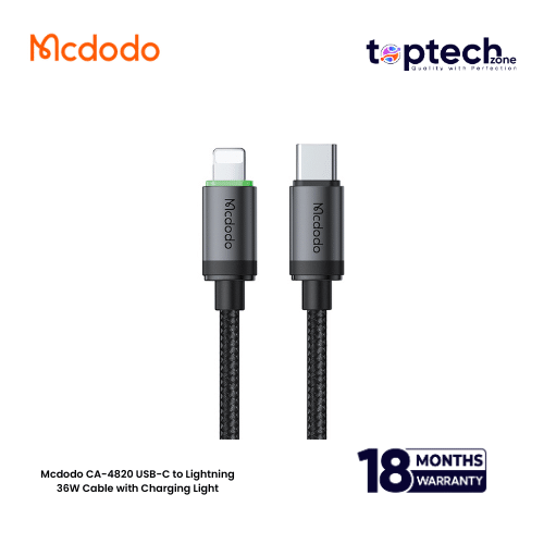 Mcdodo-87.png Mcdodo CA-4820 USB-C to Lightning 36W Cable with Charging Light - Image 1